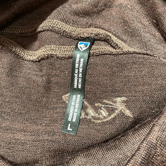 KUHL Léa'™ Dress Cowl Neck Hand Warmer Pockets Thumb Loops Heathered Brown Sz L - Picture 6 of 13